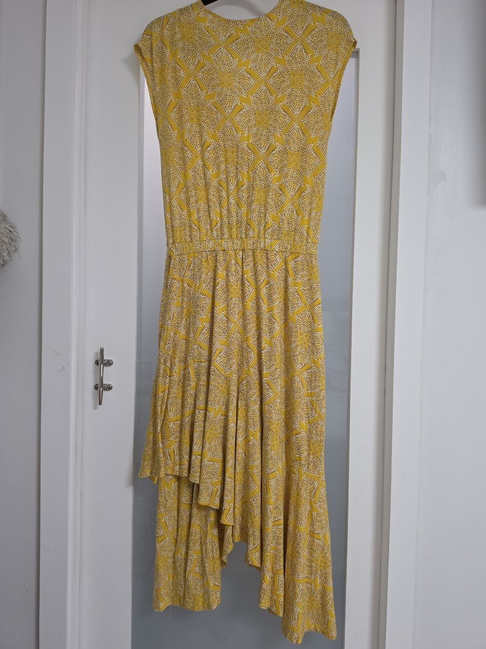 Anthropologie Yellow Printed Asymmetrical Maxi Dress - Picture 10 of 14
